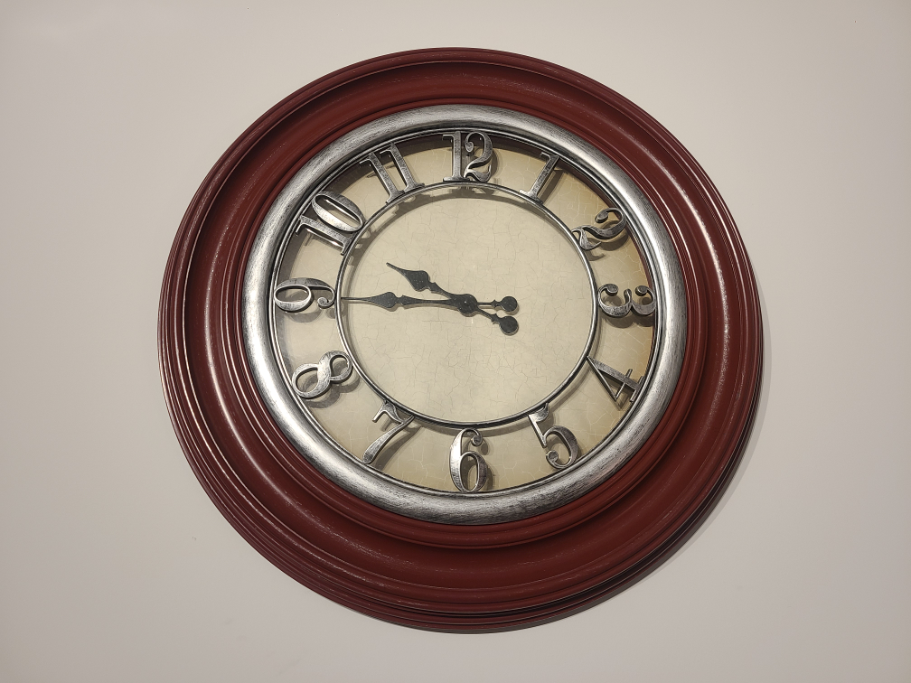 Wall Clock - Burgundy & Silver