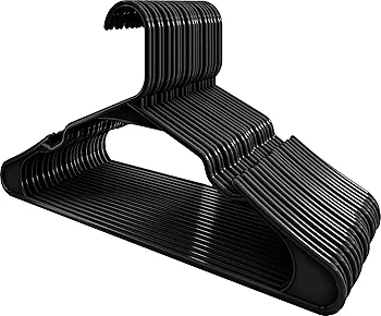 50 Plastic Clothes Hangers - Black & White - photo 3