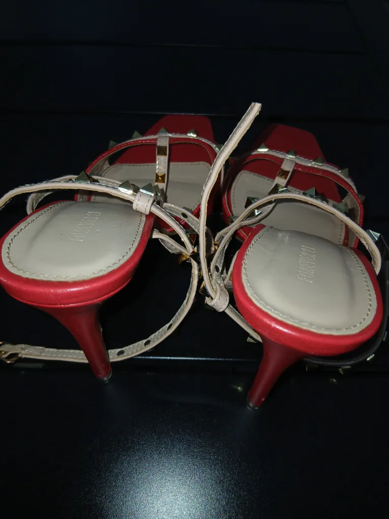 Forever 21 Red Studded Heels - Size 9 image indicator(2)