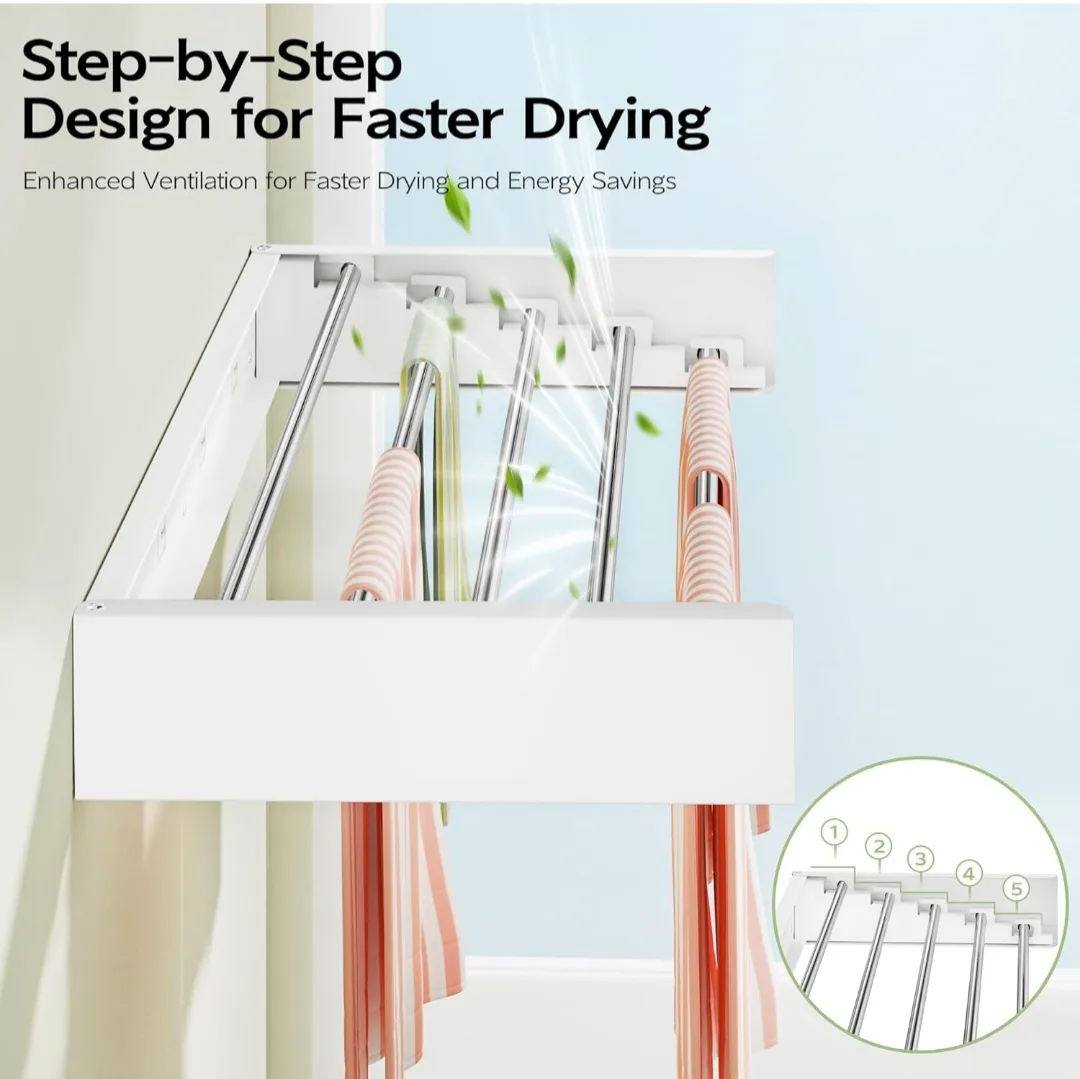 Wall Mounted Retractable Clothes Drying Rack image indicator(3)