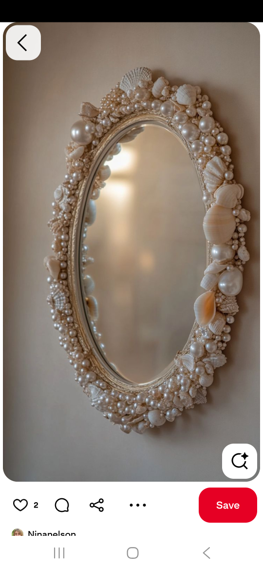 Seashell & Pearl Decorative Oval Mirror