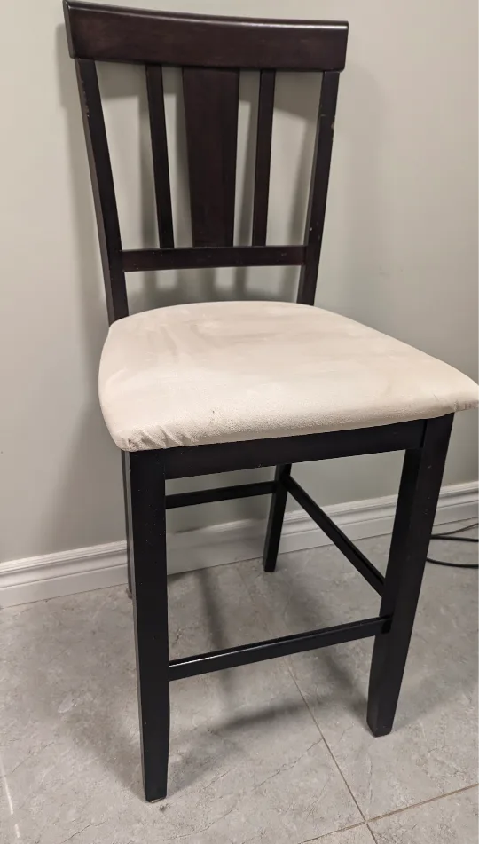 Dark Wood High Top Chair with Cream Seat thumbnail