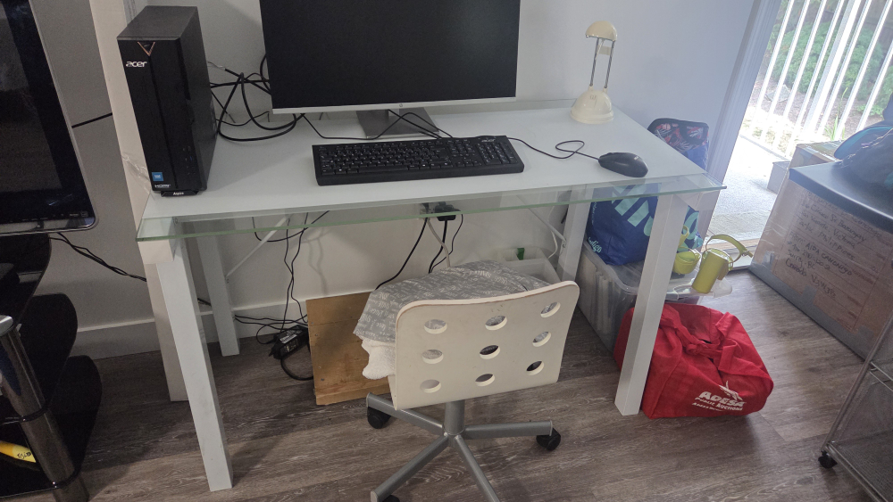 White Glass Top Desk - 47"x24"x31"