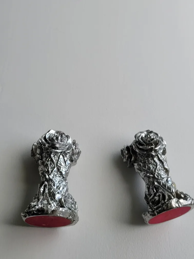 vintage Victorian Pewter Rose Design Candle Holders (Set of 2) image indicator(2)