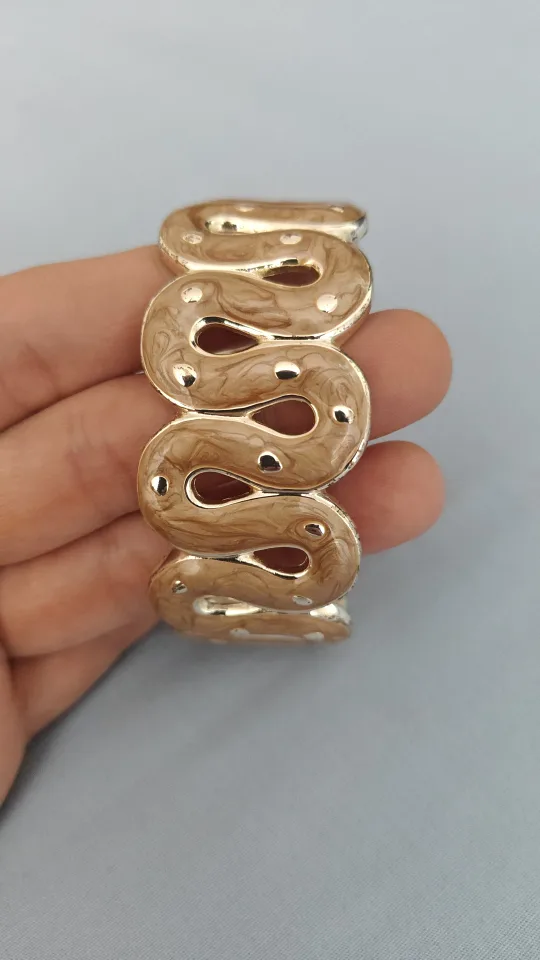 Gold & Brown Patterned Bracelet thumbnail