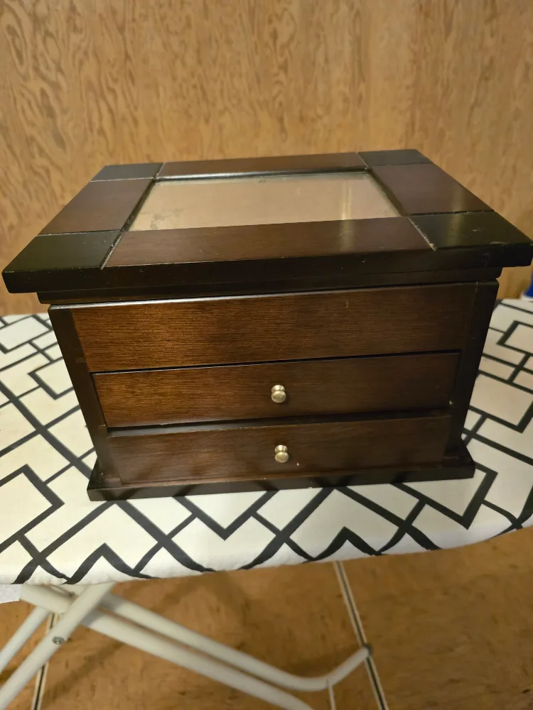 Wooden Jewelry Box with Mirror & Drawers thumbnail