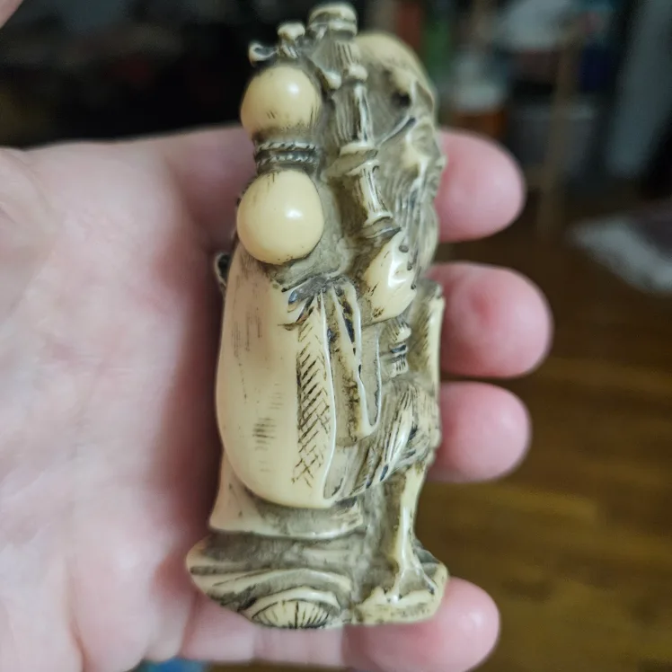 19th-c Carved Bone Japanese Old Wise Netsuke image indicator(5)