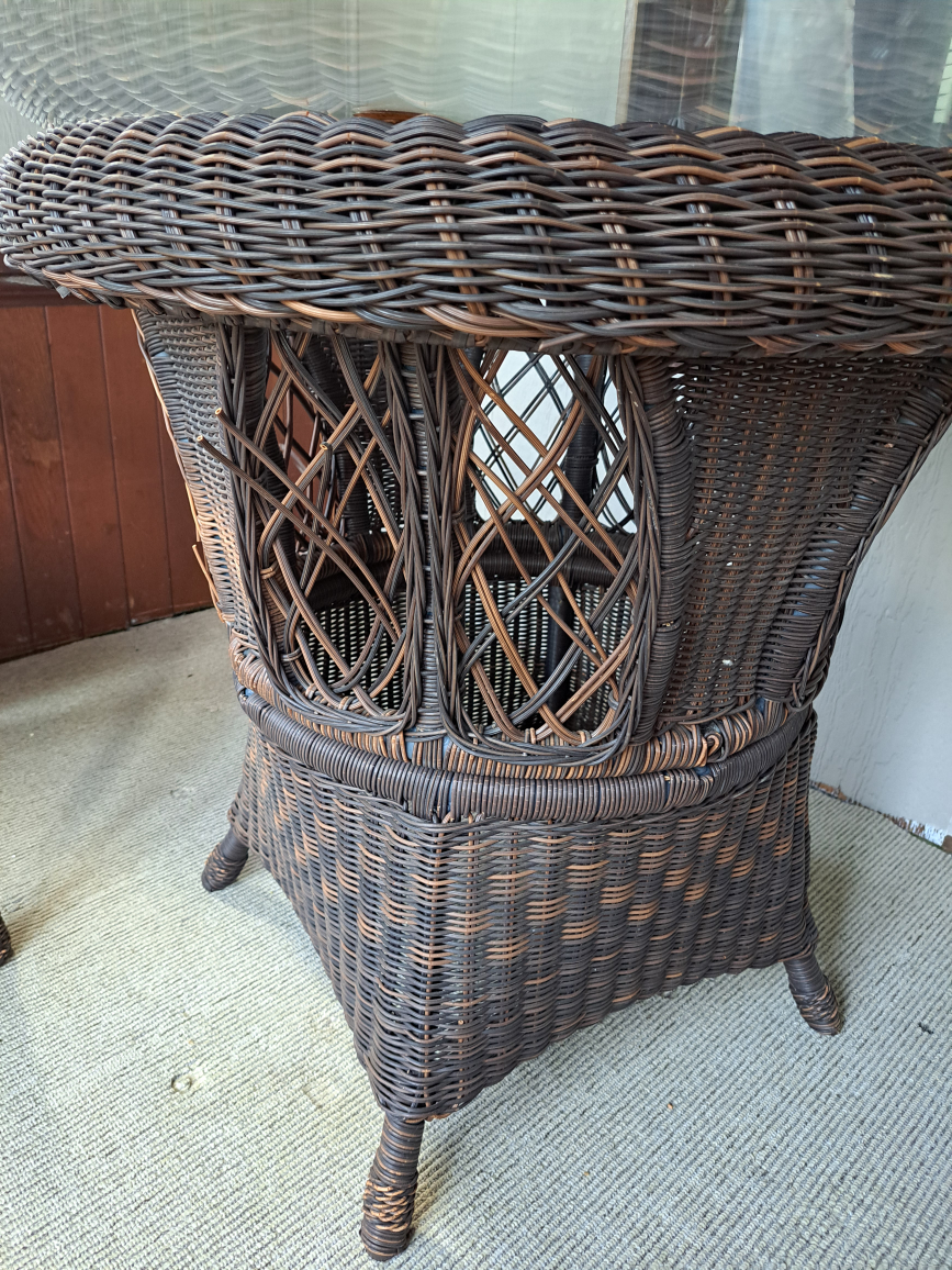 Wicker Patio Set with Glass Table - photo 4