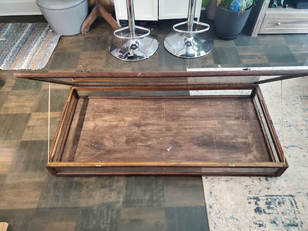 Rare 1930's Hard Wood & Glass Display Table image indicator(2)