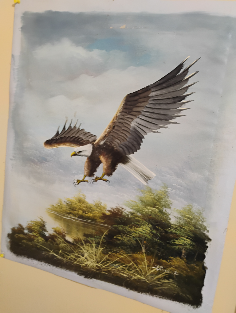 authentic eagle oil painting - photo 3