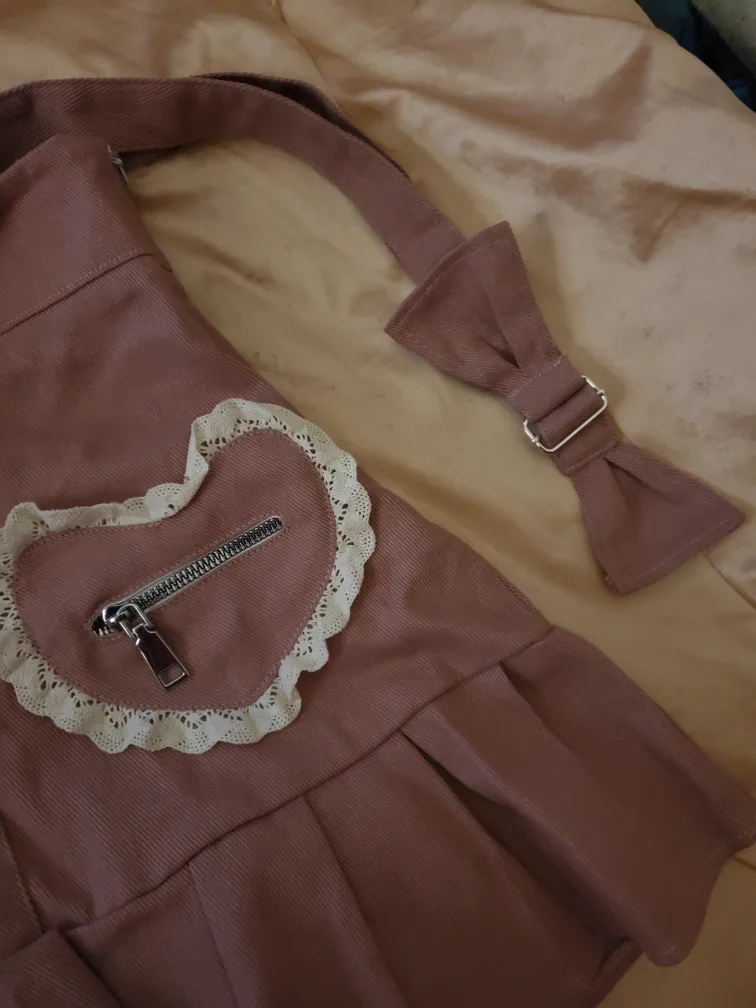 Cute pink bow suspender skirt image indicator(3)