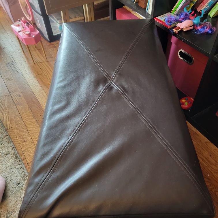 Brown, faux leather ottoman with storage - photo 3