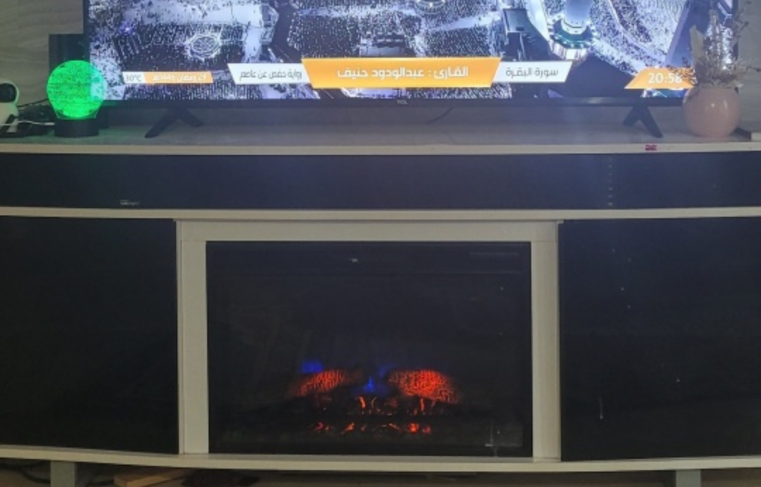 Black Entertainment Unit  TV stand with Electric Fireplace - photo 3