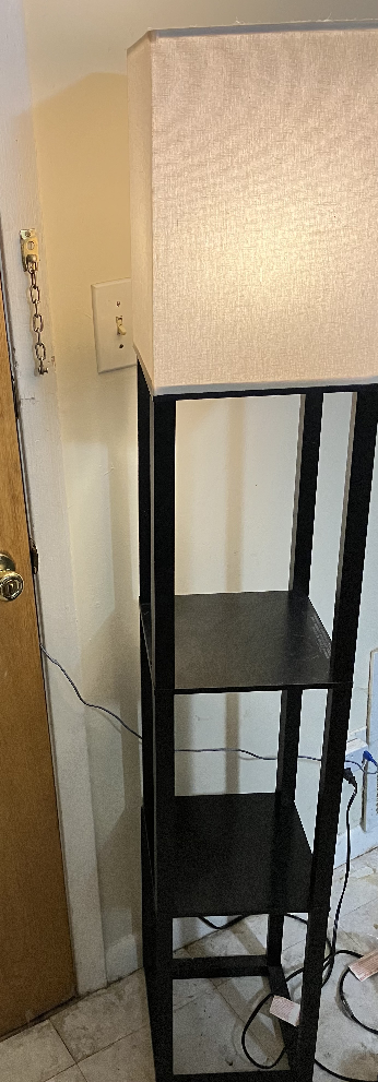 Black Floor Lamp with Shelves