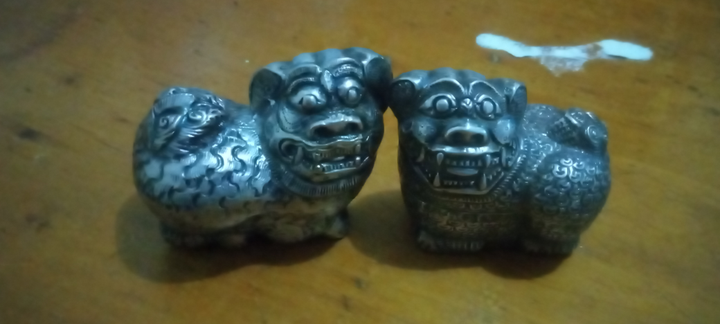 Antique Silver Foo Dogs