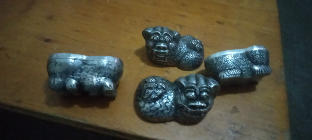 Antique Silver Foo Dogs - photo 2