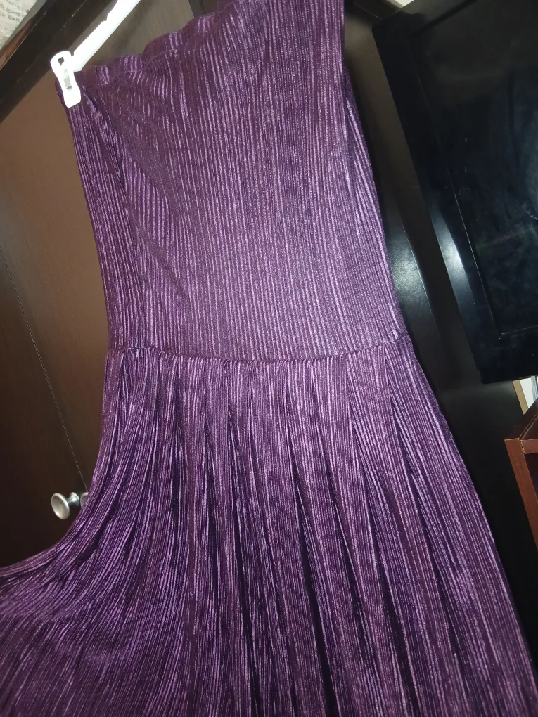 Dark Purple Silk Pleated Maternity Long Gown Dress thumbnail
