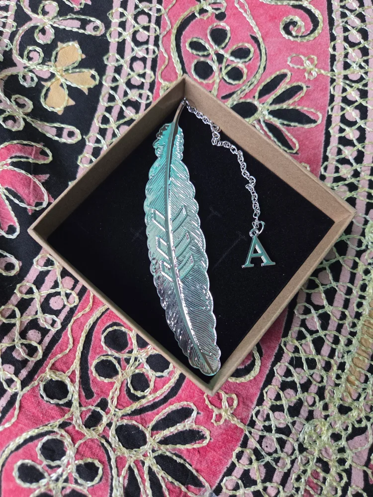 Feather Bookmark with Initial 'A' Charm thumbnail