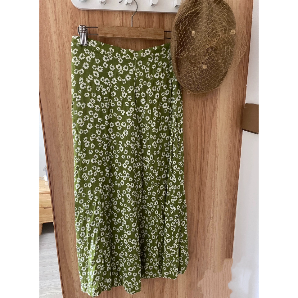 Reformation Green Floral Print Midi Skirt - photo 4