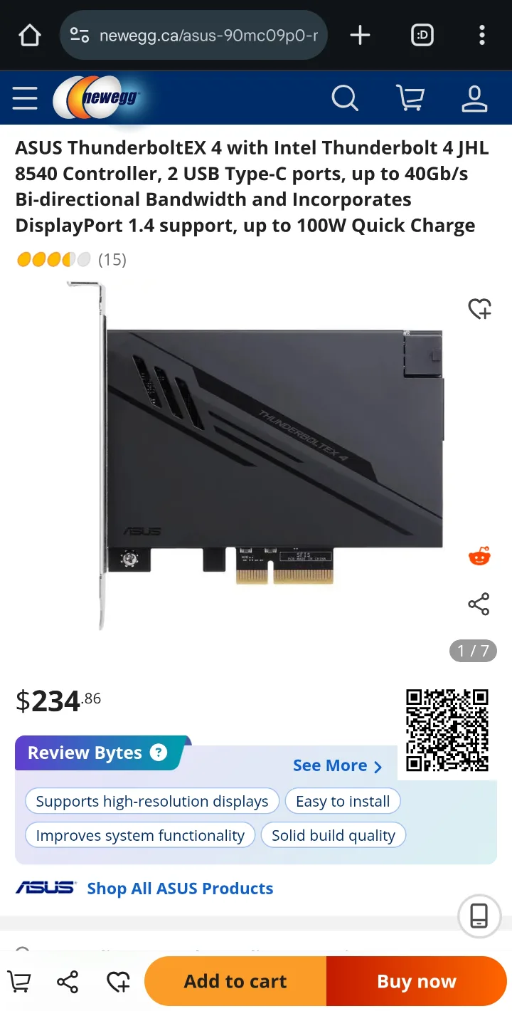 ASUS ThunderboltEX 4 Expansion Card thumbnail