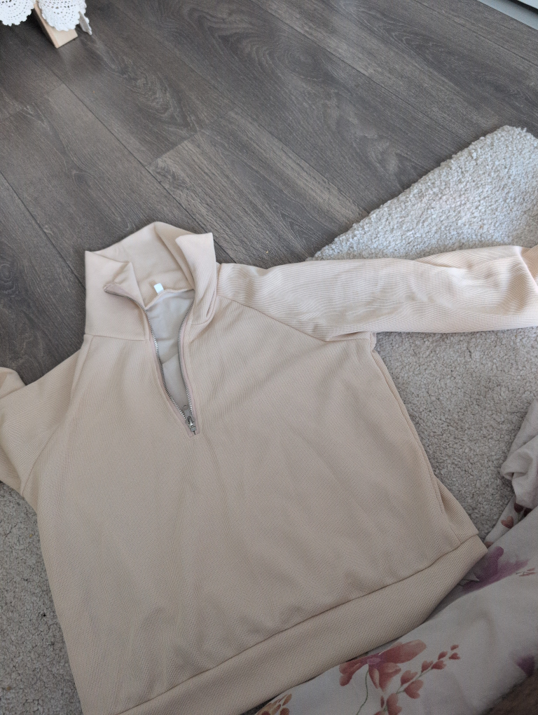 Beige Half-Zip Pullover