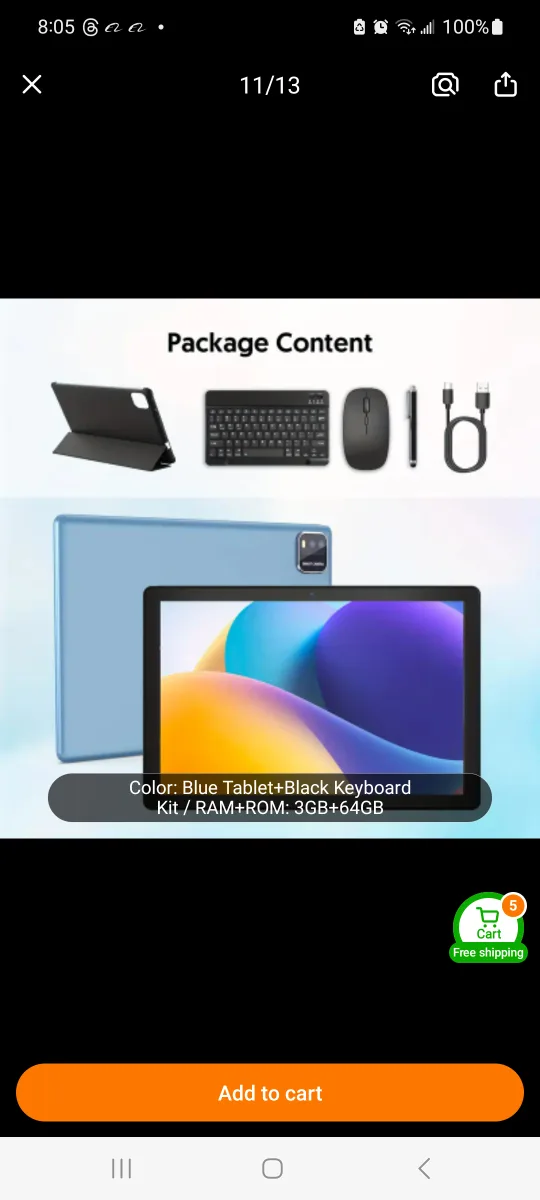 Blue Tablet + Black Keyboard Kit (3GB+64GB) thumbnail