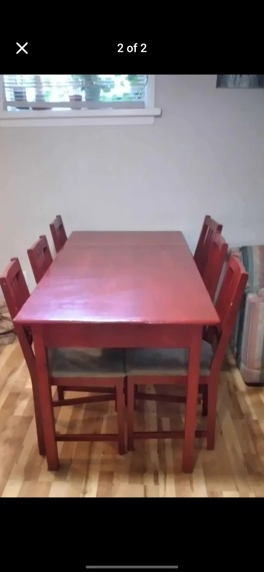Red Table and 6 Chairs thumbnail