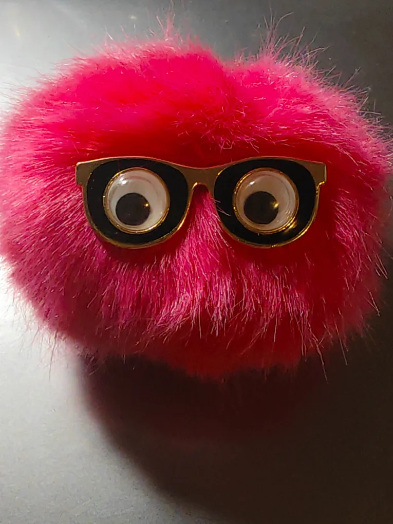 Pink Furry Pom Pom Monster Keychain thumbnail