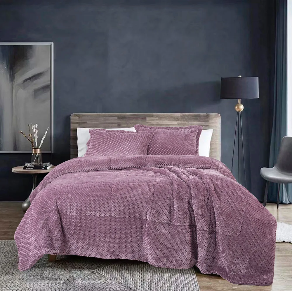 Purple Quilted Bedspread Set