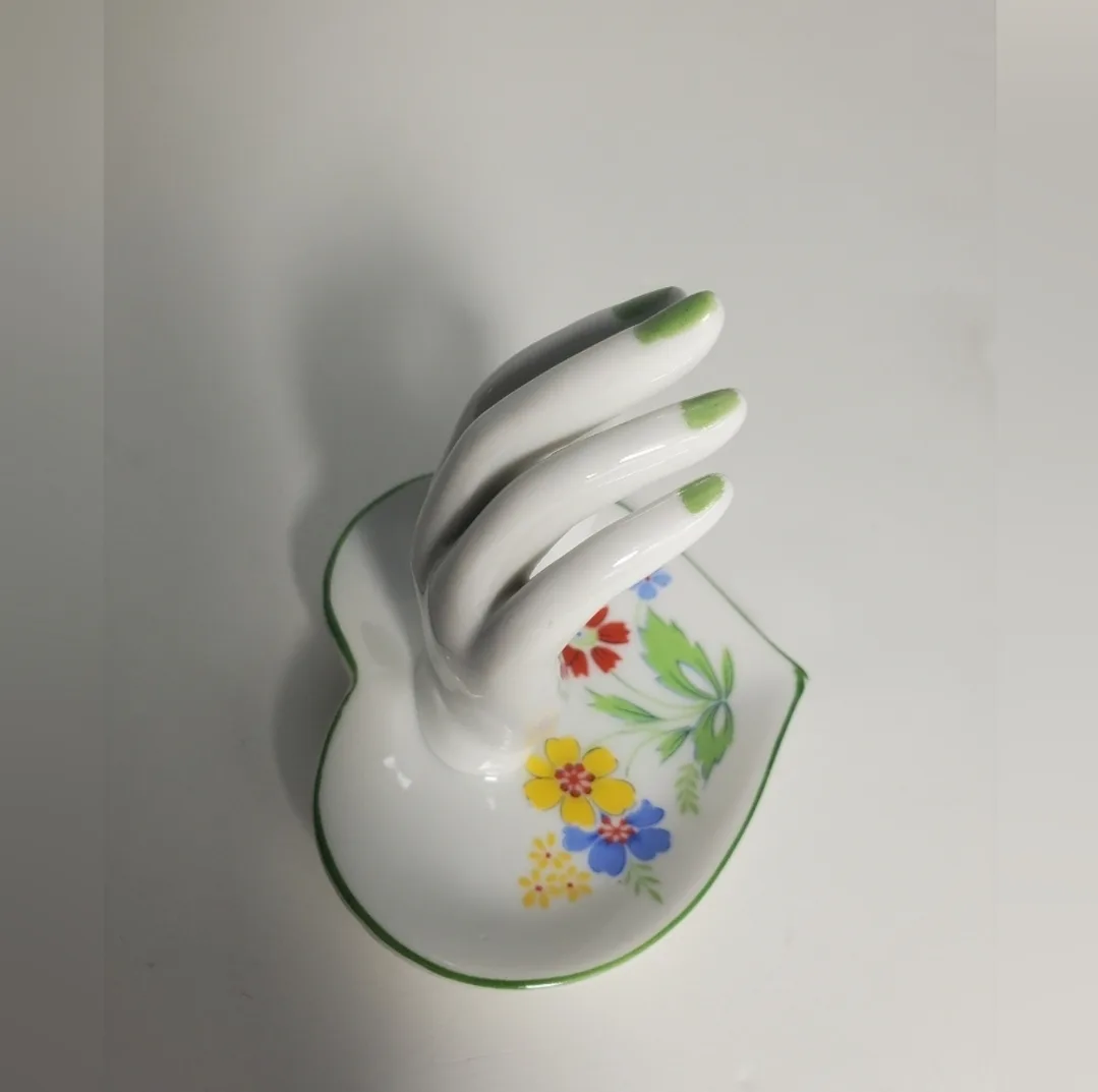 Vintage Porcelain Hand Figurine and Trinket Dish image indicator(6)