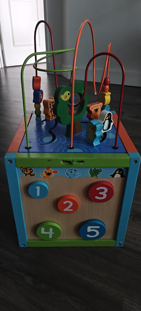 🧸 Multi-Activity Wooden Learning Cube for Toddlers