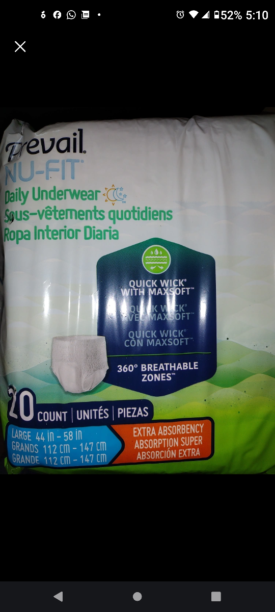 Prevail Nu-Fit Daily Underwear Large (20 Count)