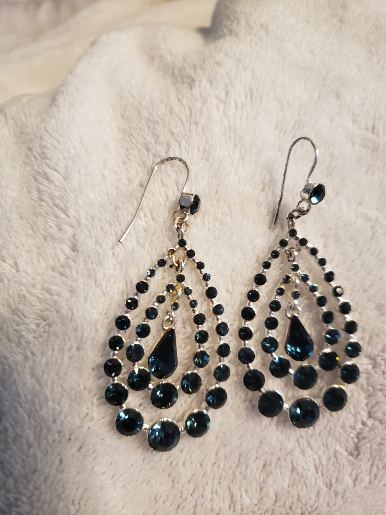 Teardrop Dangle Earrings - Blue