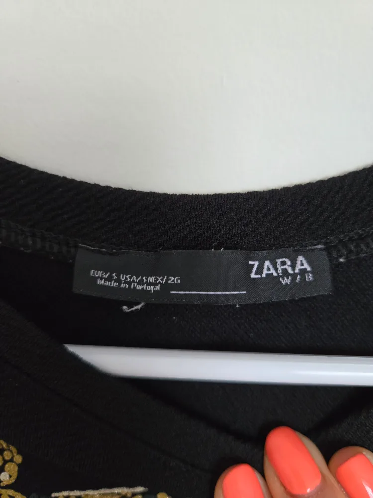 Zara Black Embellished Tee - Size S image indicator(2)