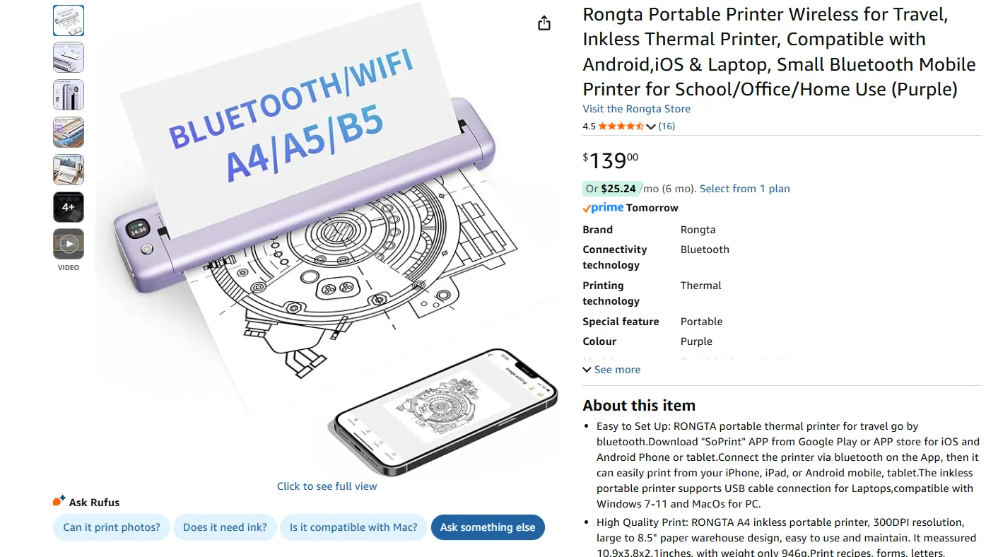 Portable Printer Wireless for Travel BNIB image indicator(2)