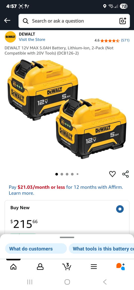 New DeWalt 12V MAX 5.0AH Battery 2-Pack