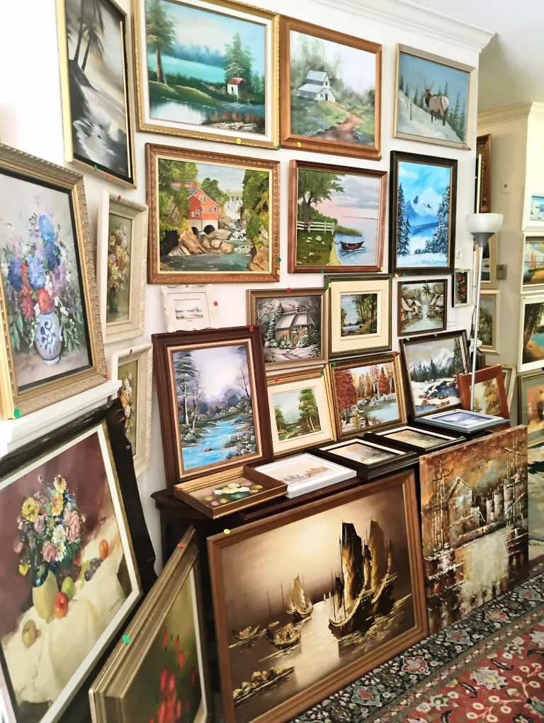 85 pieces of antique oil paintings on sale. $15 and up. image indicator(4)