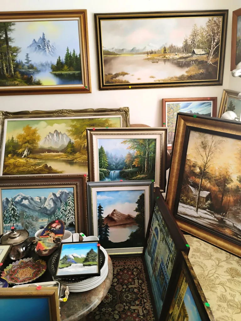 85 pieces of antique oil paintings on sale. $15 and up. image indicator(10)
