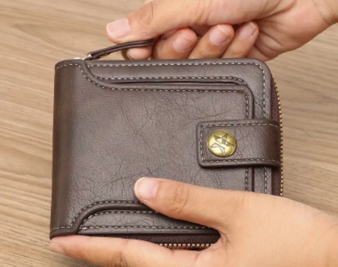 Brown Bifold Wallet with Zipper thumbnail