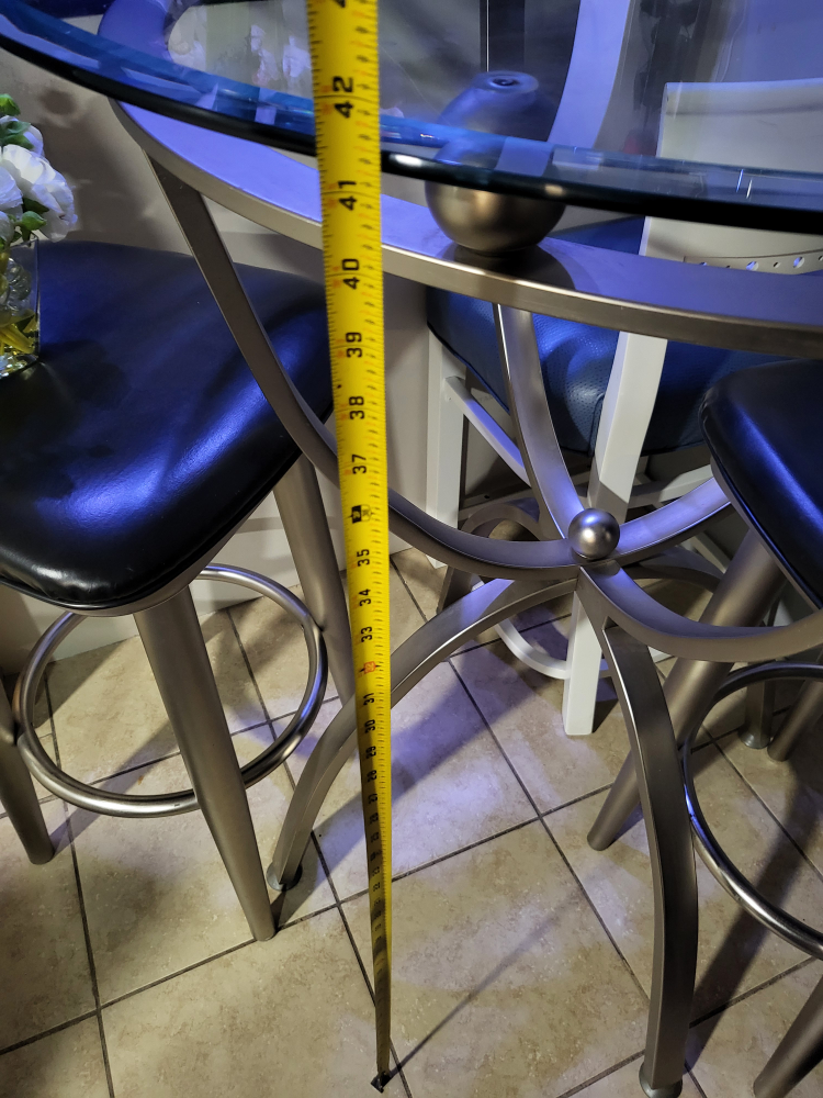 Glass Top Bar Table with 2 Stools