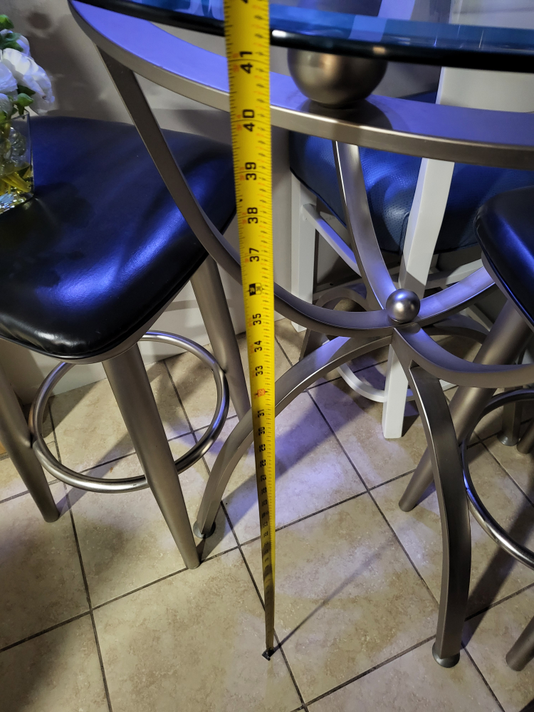 Glass Top Bar Table with 2 Stools - photo 2