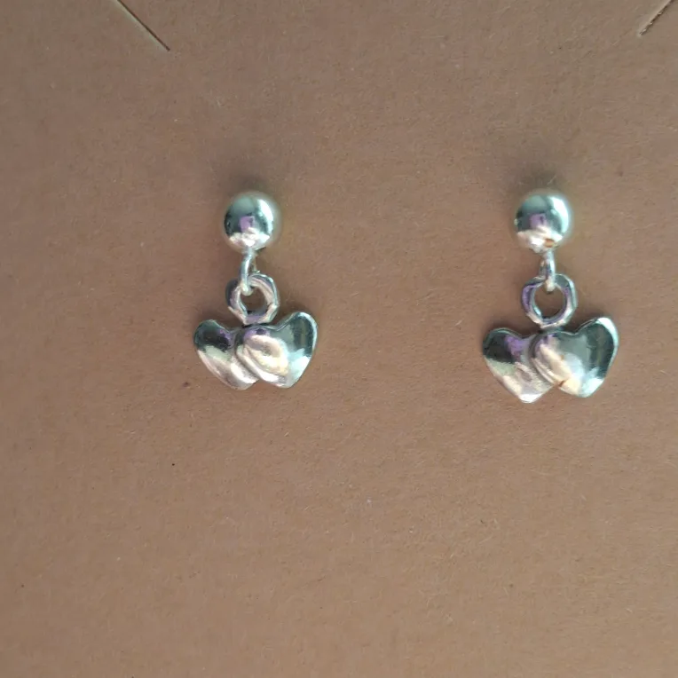 Sterling Silver Heart Drop Earrings thumbnail
