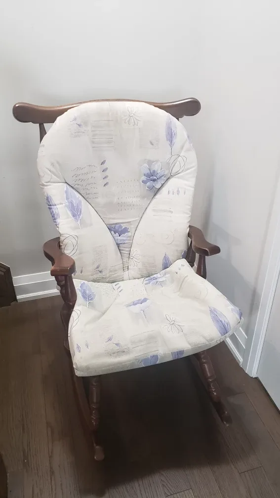 Wooden Rocking Chair with Floral Cushion thumbnail