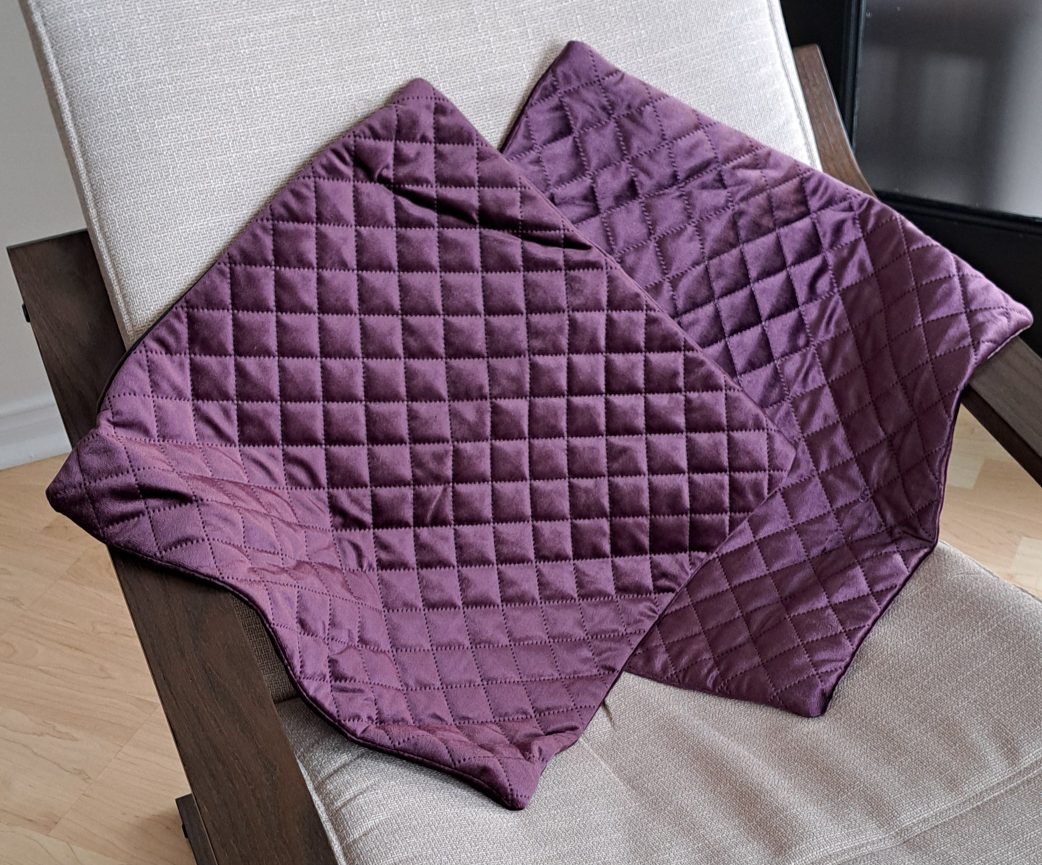 Quilted Purple Throw Pillow Covers (Set of 2)