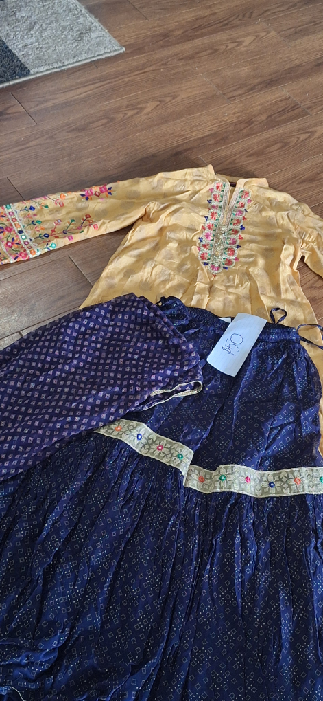 Embroidered Kurti Top & Skirt Set