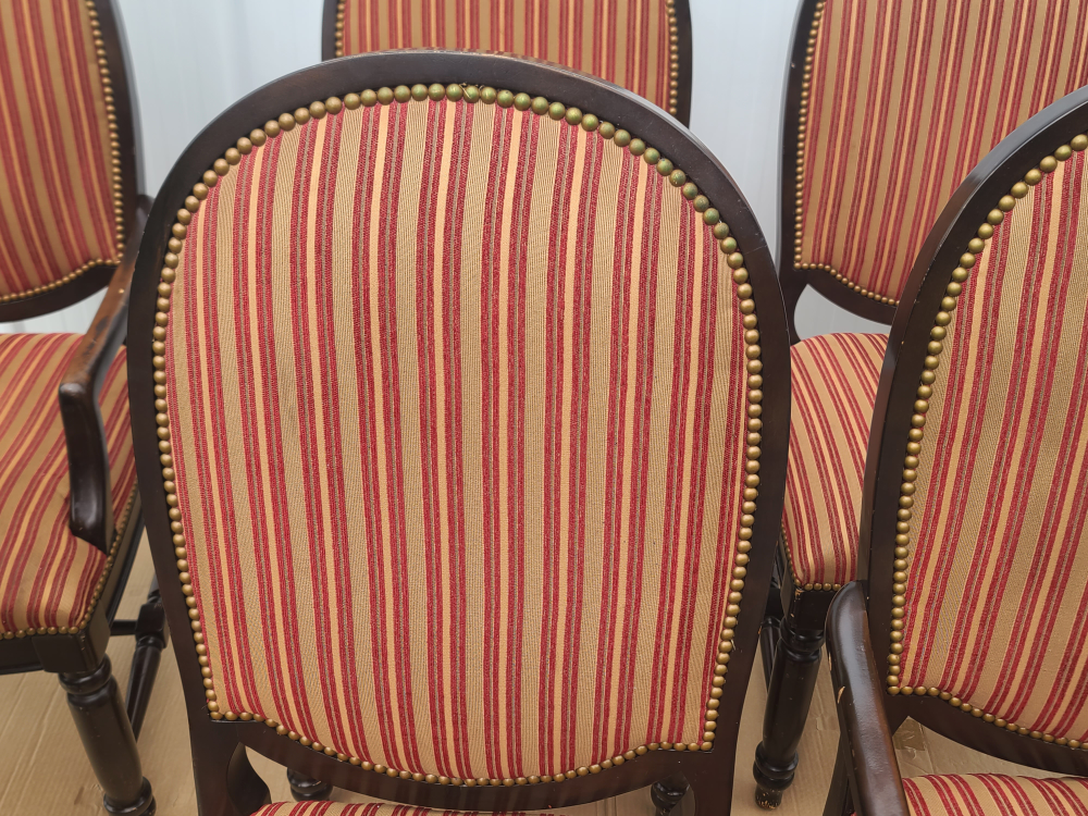 Set of 6 Antique Striped Dining Chairs - photo 3