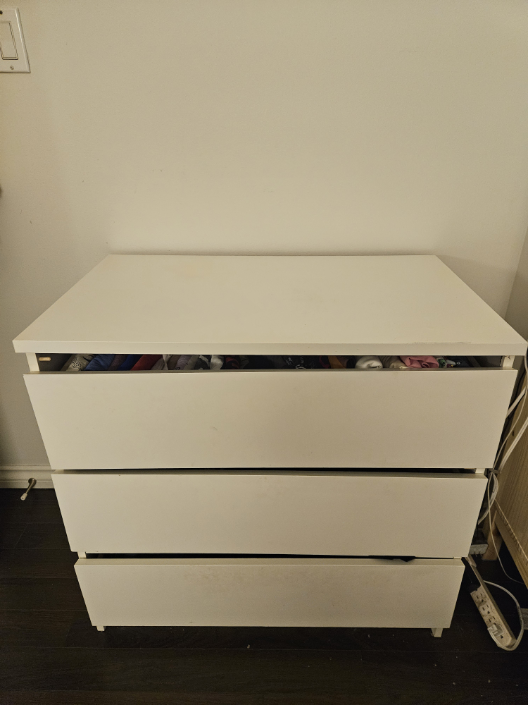 IKEA Malm White 3-Drawer Dresser
