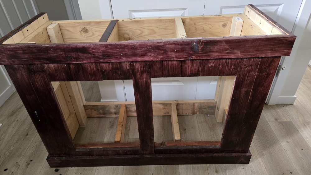 Handmade Wooden Vanity Base - Burgundy