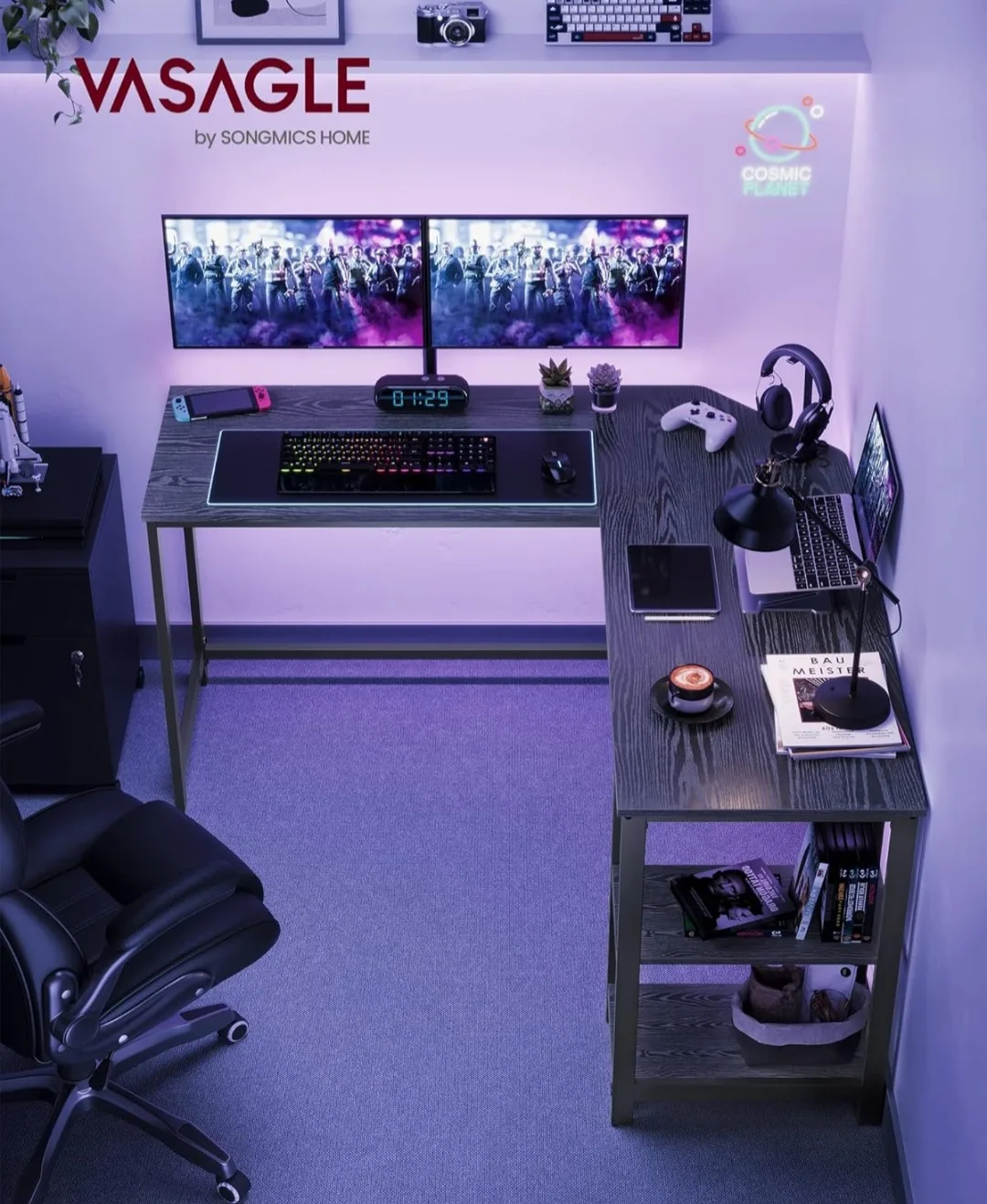 VASAGLE L-Shaped Black Corner Desk thumbnail