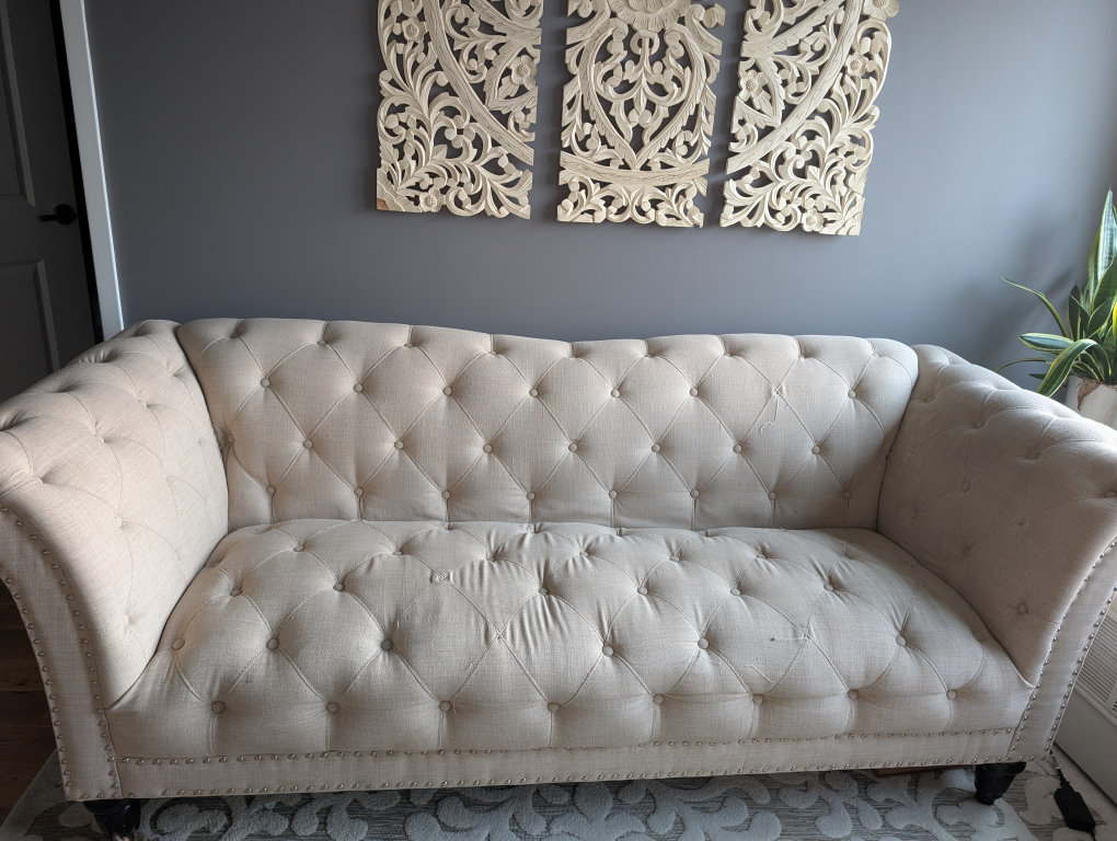 Tufted Chesterfield Style Sofa - Beige